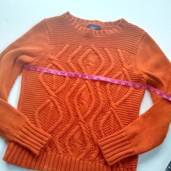 Lands’ End Drifter Chunky Cable Knit Cotton Sweater in Burnt Orange Size S - Picture 5 of 8